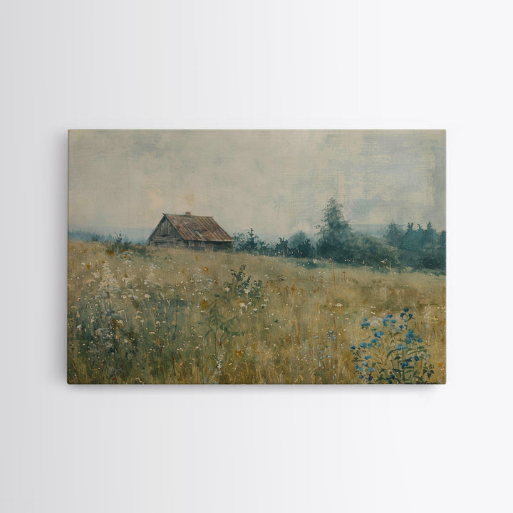 Watercolor Painting Of An Abandoned Barn, Beautiful Farmhouse Kitchen Decor, Living Room or Bedroom Wall Art, Original Country Art