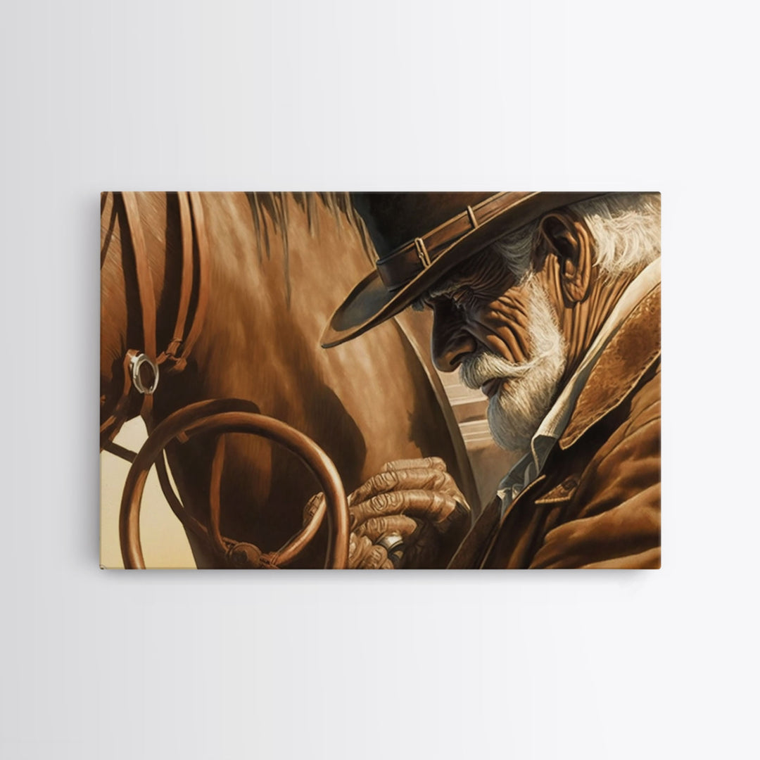 Wild West Cowboy Art, Framed Canvas Print, Cowboy Art Print, Western Art Print, Western Cowboy Gift, Retro Cowboy Decor, Western Cowboy