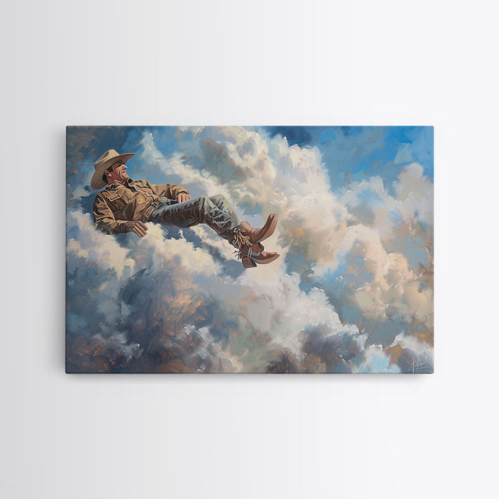 The Heavenly Cowboy | Framed Canvas Print or Metal Art | Wild West Decor | Cottagecore | Southwestern Art Home Decor, Western Wall Decor