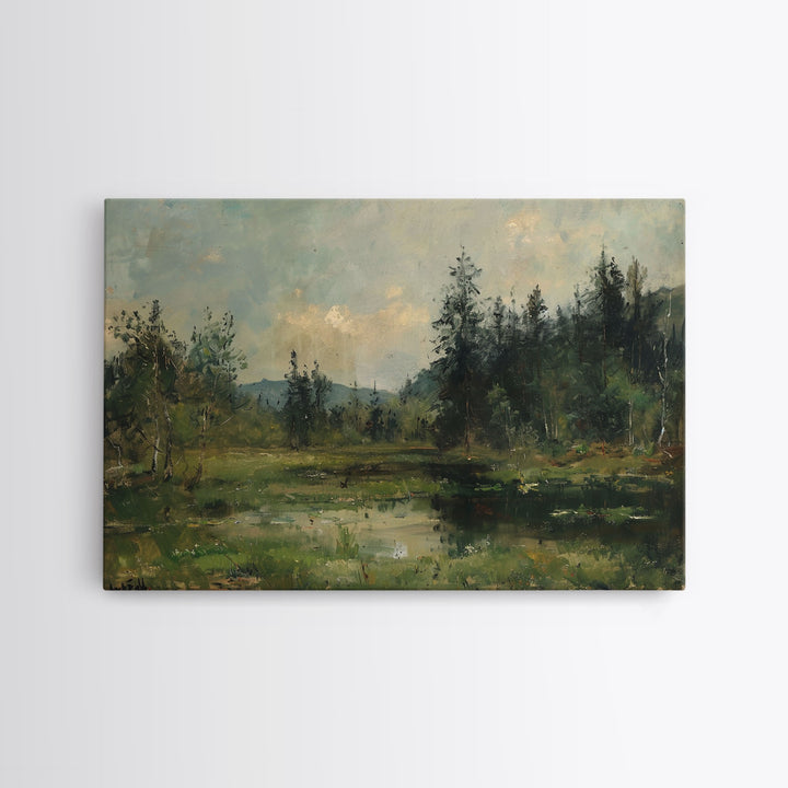 Summer In The Country, Framed Canvas Print, Landscape Painting, Metal print, Farmhouse Decor, Cottage Core Minimalist Home Decor Wall Art