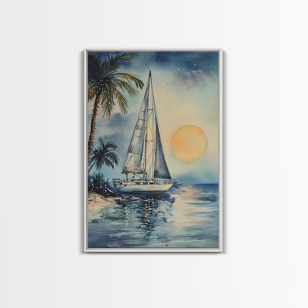 Sailboats In The Winter, Lake House Decor, Colorful Christmas Wall Art, Winter Decor, Holiday Art, Holiday Decor, Christmas handmade Art