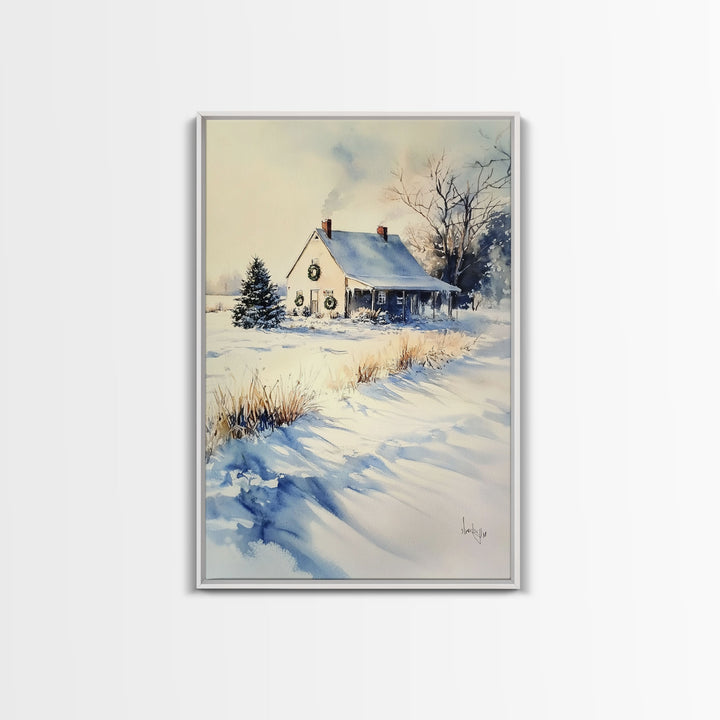 Farmhouse Christmas Decor, Wall Art, Retro Christmas Decor, Vintage Style Xmas Art for 2024, Modern Farmhouse Winter Landscape