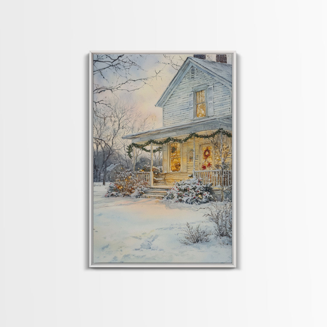 Farmhouse Christmas Decor, Wall Art, Retro Christmas Decor, Vintage Style Xmas Art for 2024, Modern Farmhouse Winter Landscape