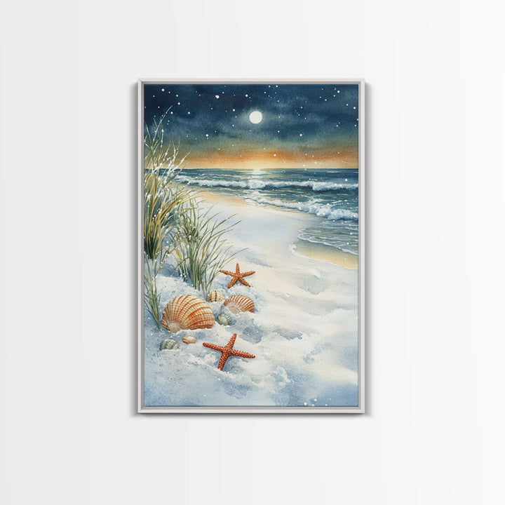 Canvas Print Of Christmas On The Beach, Trendy Christmas Art, Winter Art, Winter Art Print, Wood Framed Art