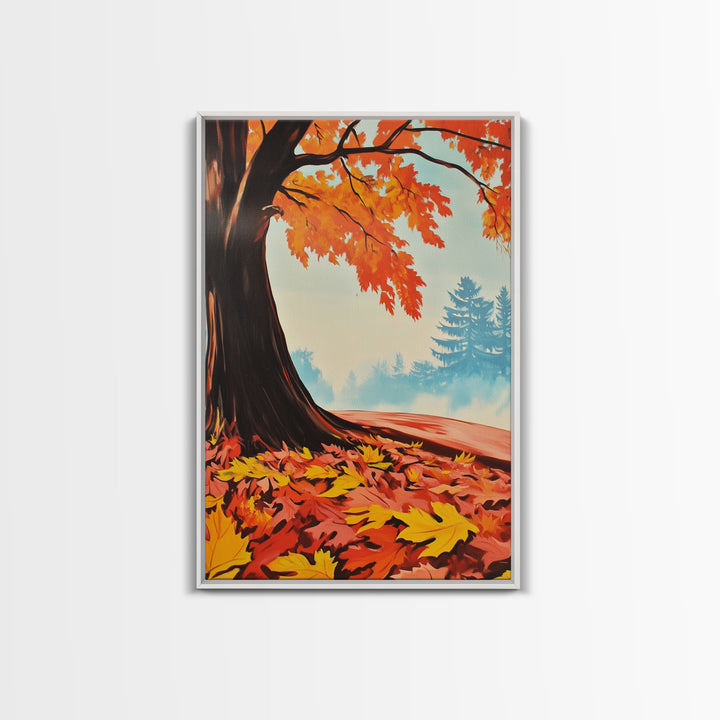 Framed Canvas Print of Vibrant Autumn Tree and Leaves, Seasonal Wall Art, Fall Decor, Gift Idea, Modern Farmhouse, Autumn Landscape Art