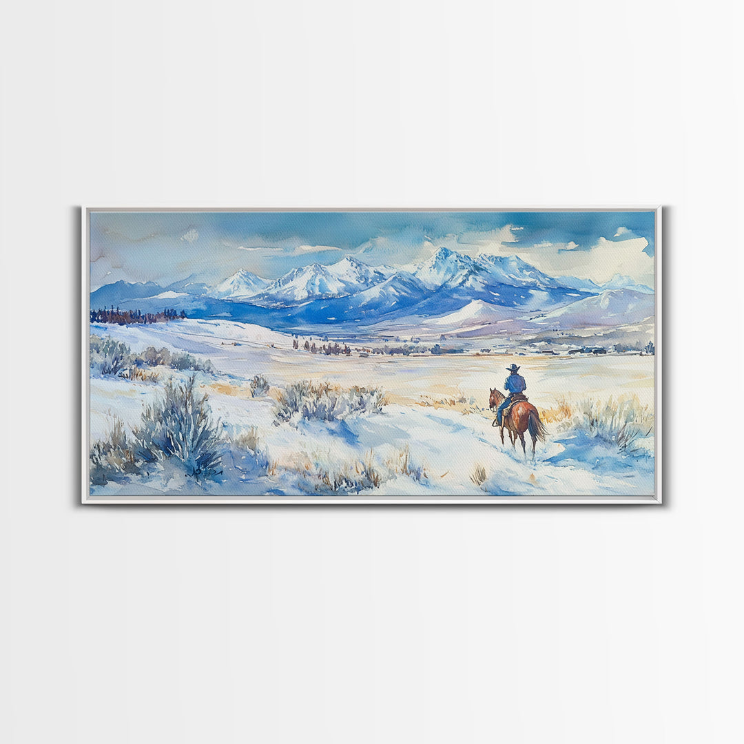 Journey to the Peaks - winter landscape art, snowy mountain art, winter wall decor, Christmas vacation decor, rustic Christmas decor