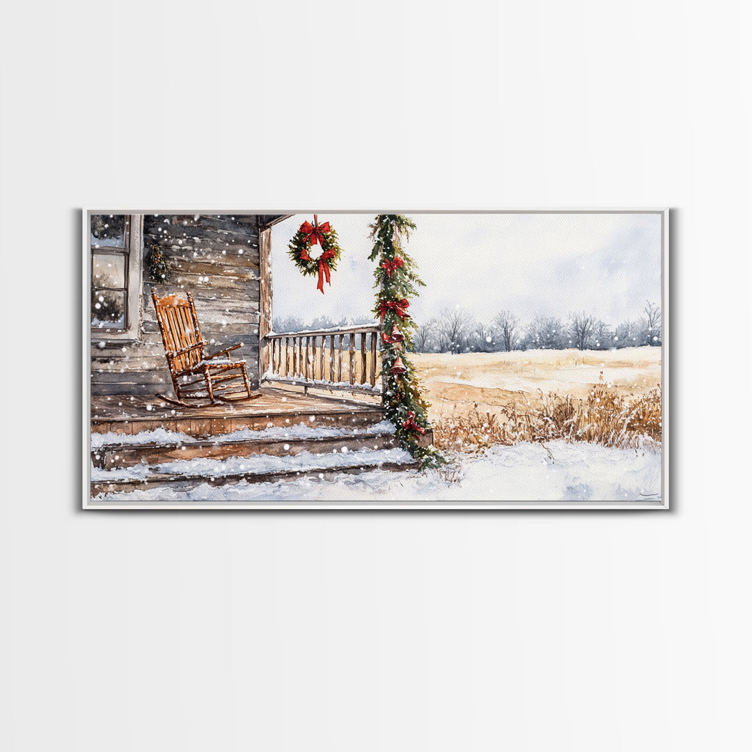 Rocking Chair in Winter - Christmas home decor, farmhouse Christmas decor, rustic Christmas decor Christmas door decor, Christmas decor wood