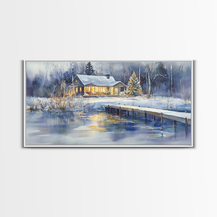 Christmas home decor, canvas print, winter landscape art, Christmas tree art, Christmas wall art, framed art, holiday wall art