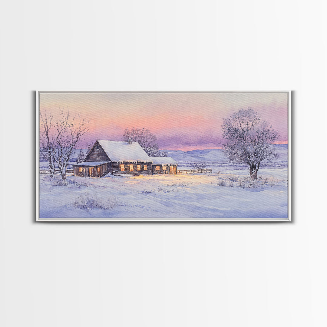 winter landscape art, canvas print, Christmas wall art, Christmas home decor, extra large Christmas decor, Christmas prints