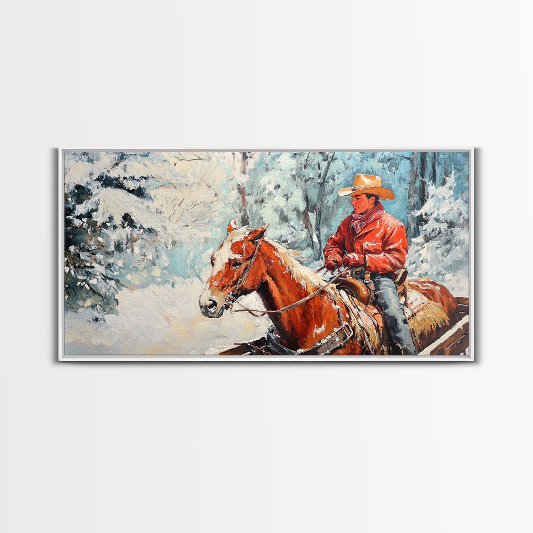 Minimalist Framed Canvas Print of a woman in a pink blouse and cowboy hat, offering modern farmhouse decor art with a hint of rustic charm
