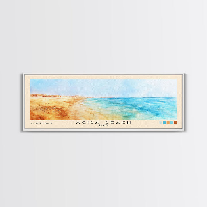 Agiba Beach, Egypt Watercolor Print, Vacation Gift, Egypt Wall Art, Beach Painting, Beach Decor, Beach Or Lakehouse Art