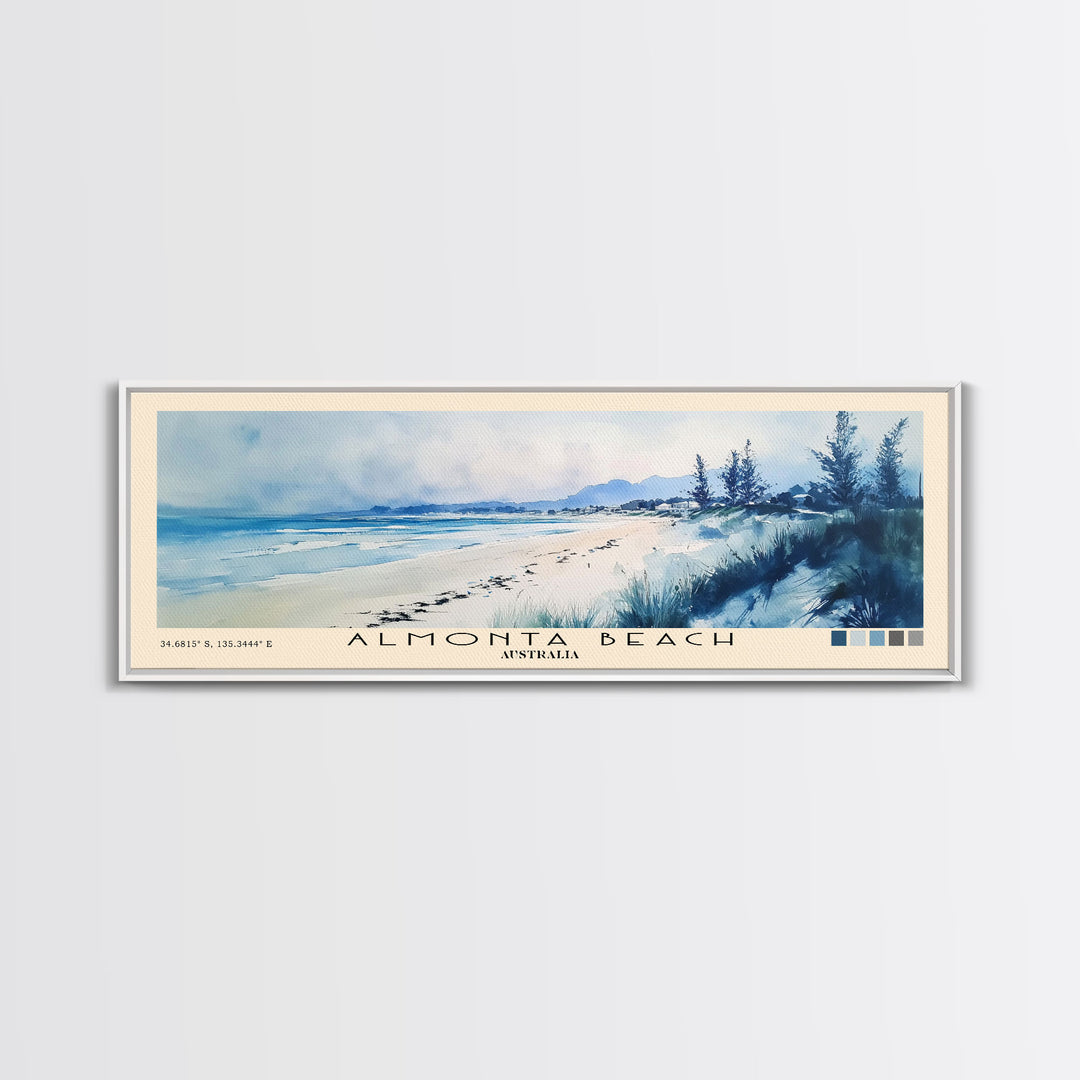 Almonta Beach, Australia Watercolor Beach Print, Vacation Gift, Australia Wall Art, Framed Canvas Print, Framed Beach Painting