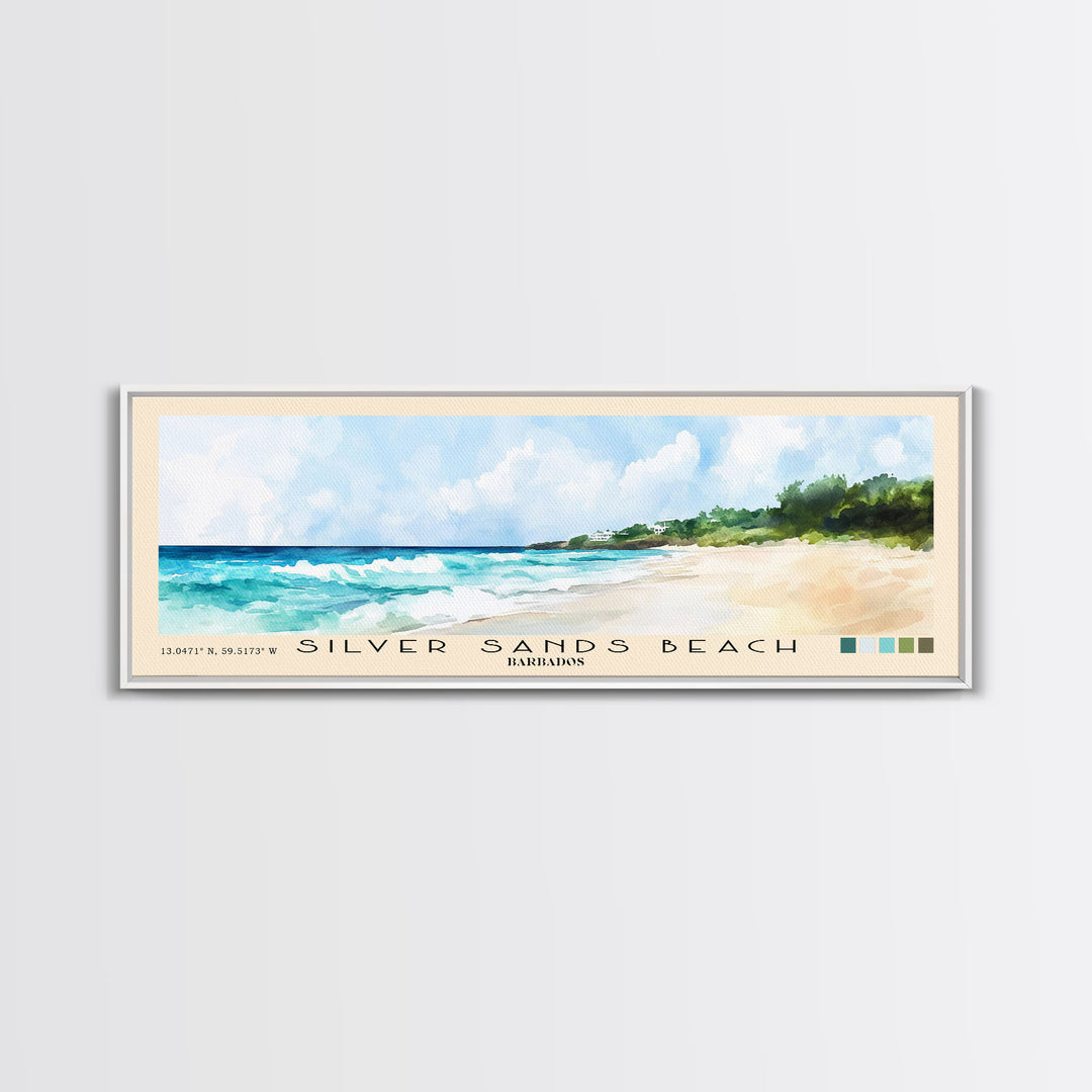 Silver Sands Beach, Barbados Watercolor Print, Vacation Gift, Barbados Wall Art, Vacation Wall Art, Vacatation Memories, Beach Decor, Beach Or Lakehouse Art