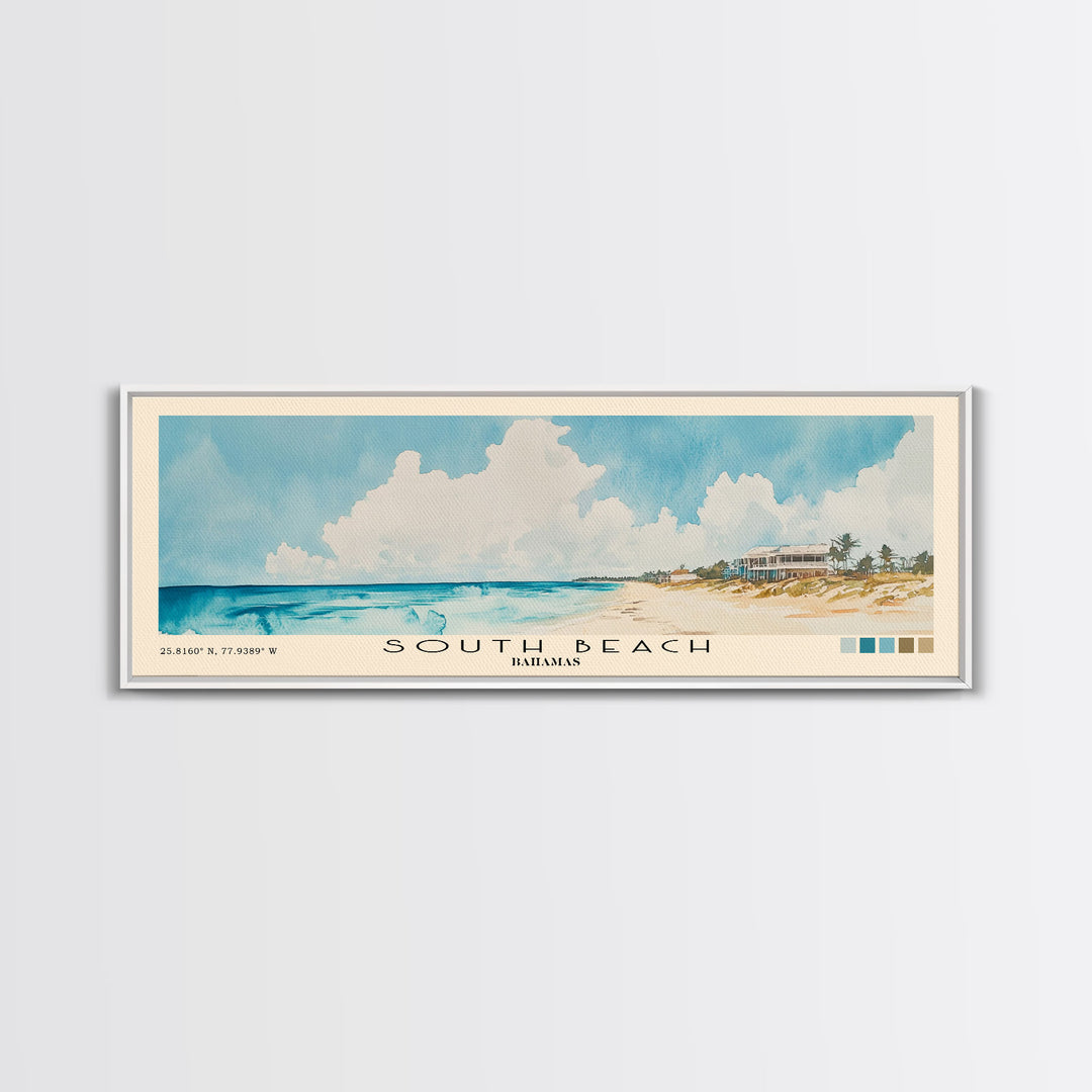 South Beach, Bahamas Watercolor Beach Print, Vacation Gift, Bahamas Wall Art, Beach Painting, Beach Decor, Beach Painting