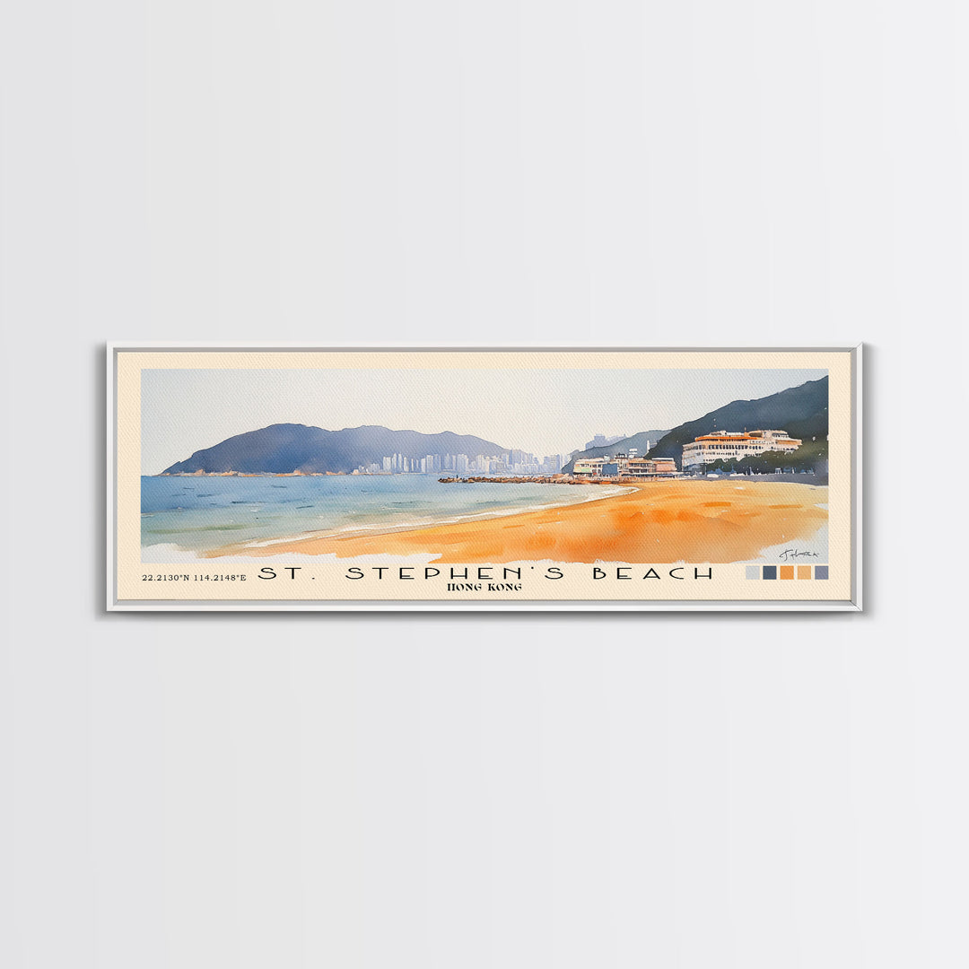 St. Stephen's Beach, Hong Kong Watercolor Print, Vacation Gift, Hong Kong Wall Art, Beach Painting, Beach Decor, Beach Or Lakehouse Art