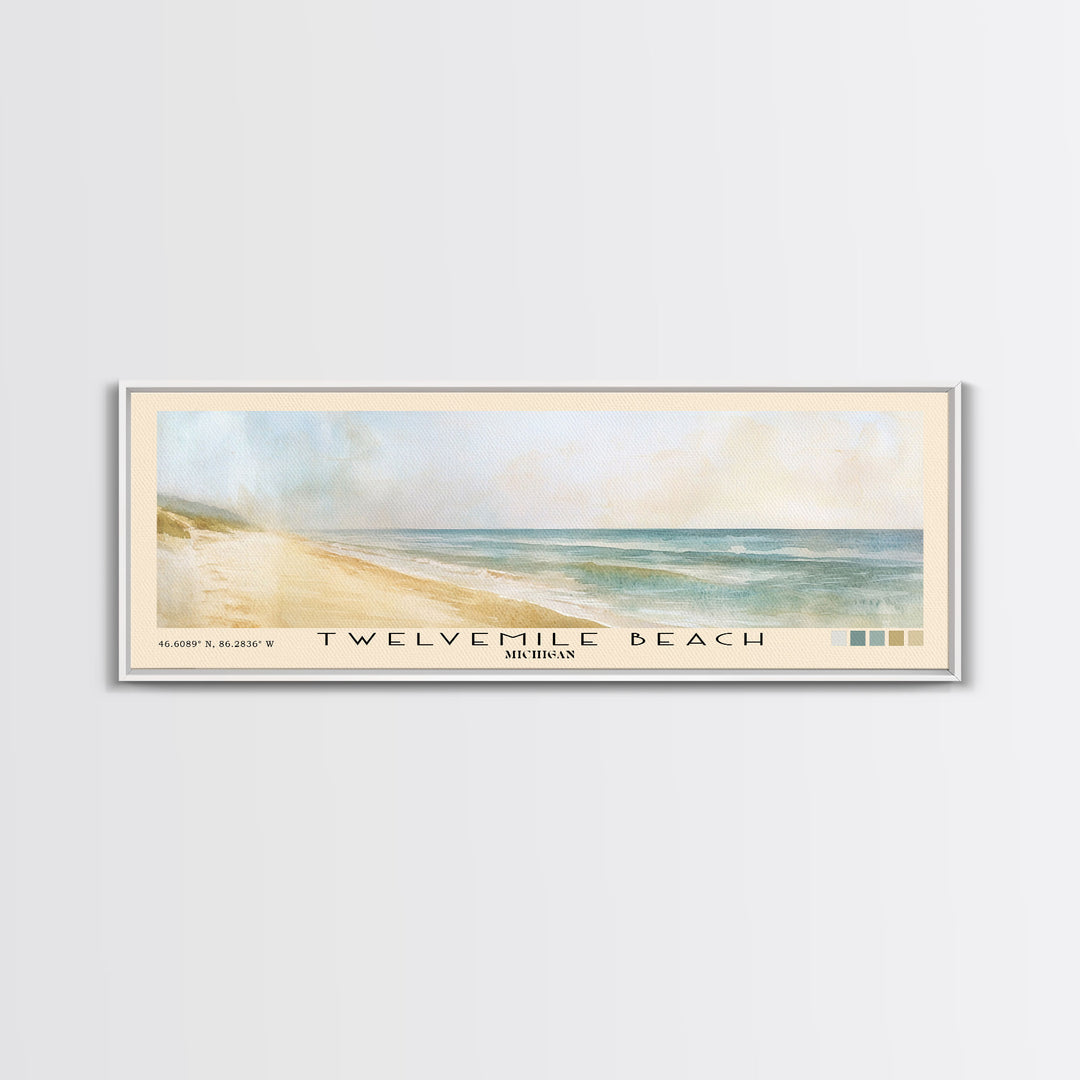 Twelvemile Beach, Michigan Watercolor Print, Vacation Gift, Michigan Wall Art, Beach Painting, Beach Decor, Large Wall Art, Wood Frame Art