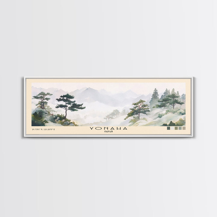 Yonaha, Japan Watercolor Beach Print, Vacation Gift, Japan Wall Art, Framed Canvas Print, Framed Beach Painting