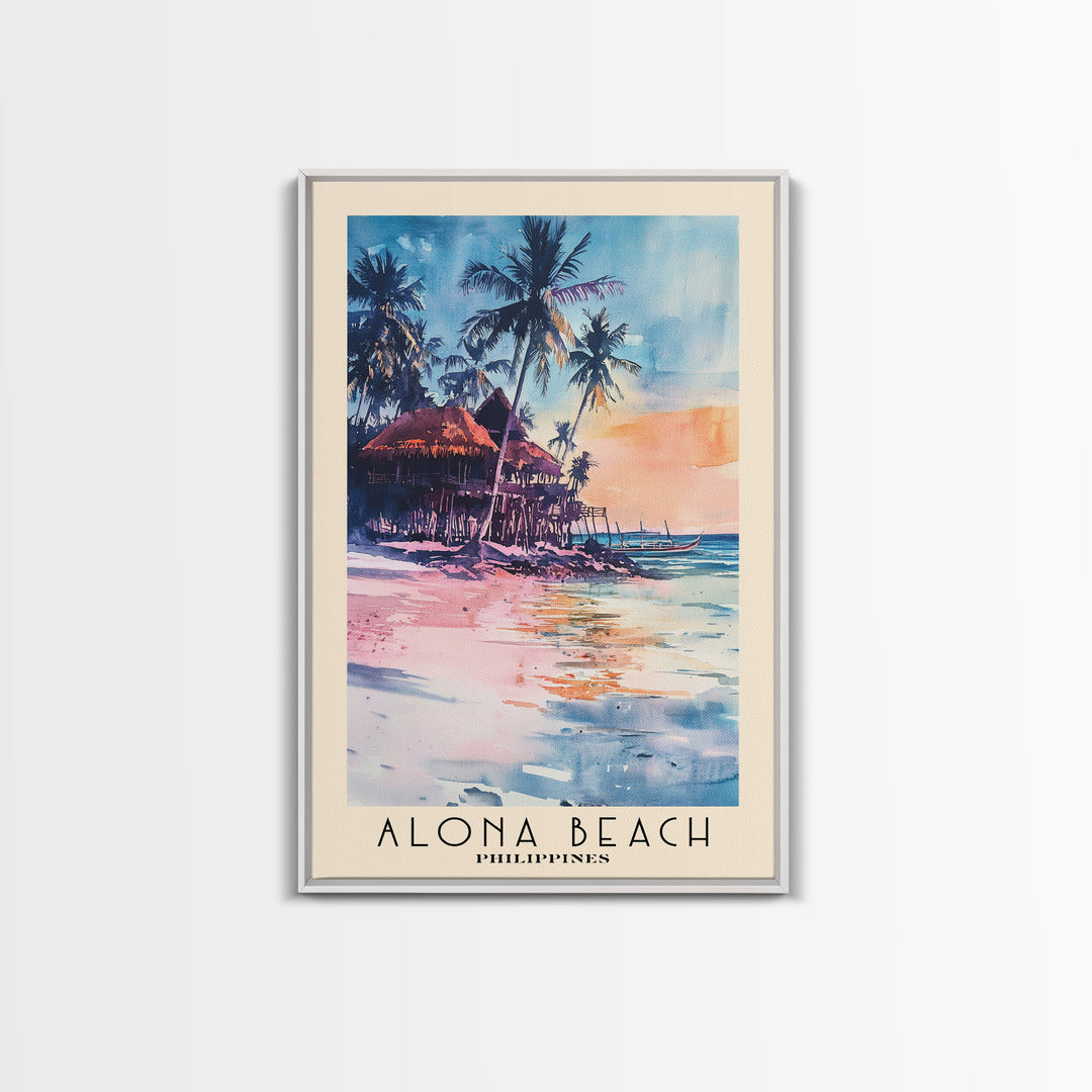 Alona Beach, Philippines Watercolor Print, Vacation Gift, Philippines Wall Art, Vacation Wall Art, Vacatation Memories, Beach Decor, Beach Or Lakehouse Art