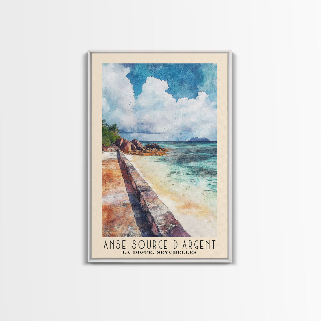 Anse Source d’Argent, La Digue, Seychelles Watercolor Print, Vacation Gift, La Digue, Seychelles Wall Art, Vacation Wall Art, Vacatation Memories, Beach Decor, Beach Or Lakehouse Art