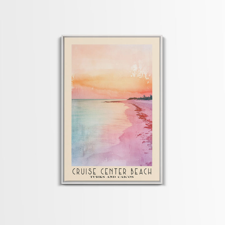 Cruise Center Beach, Turks and Caicos Watercolor Print, Vacation Gift, Turks and Caicos Wall Art, Beach Painting, Beach Decor, Large Wall Art, Wood Frame Art