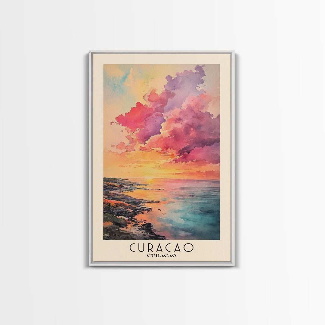 Curacao, Curacao Watercolor Beach Print, Vacation Gift, Curacao Wall Art, Beach Painting, Beach Decor, Beach Painting