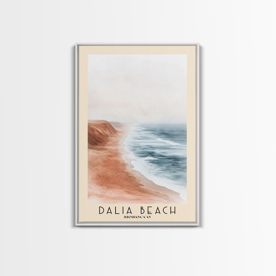 Dalia Beach, Morocco Watercolor Print, Vacation Gift, Morocco Wall Art, Beach Painting, Beach Decor, Large Wall Art, Wood Frame Art