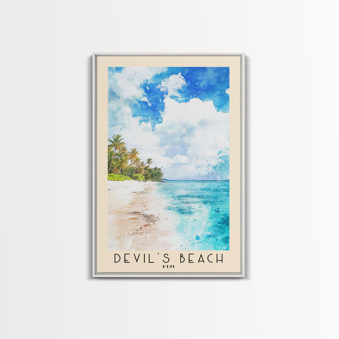 Devil’s Beach, Fiji Watercolor Beach Print, Vacation Gift, Fiji Wall Art, Beach Painting, Beach Decor, Beach Painting