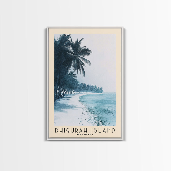 Dhigurah Island, Maldives Watercolor Print, Vacation Gift, Maldives Wall Art, Beach Painting, Beach Decor, Large Wall Art, Wood Frame Art