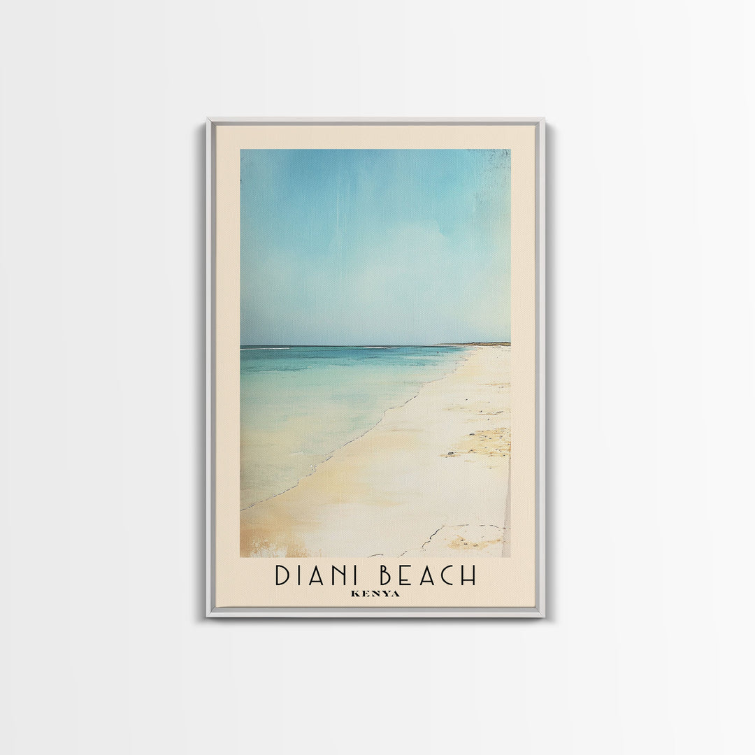 Diani Beach, Kenya Watercolor Beach Print, Vacation Gift, Kenya Wall Art, Framed Canvas Print, Framed Beach Painting