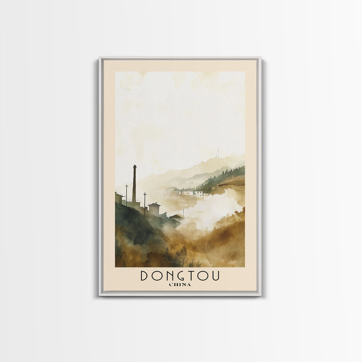 Dongtou, China Watercolor Print, Vacation Gift, China Wall Art, Beach Painting, Beach Decor, Large Wall Art, Wood Frame Art