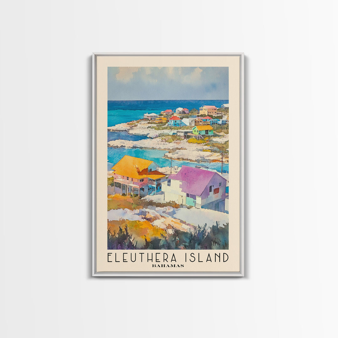 Eleuthera Island, Bahamas Watercolor Print, Vacation Gift, Bahamas Wall Art, Beach Painting, Beach Decor, Large Wall Art, Wood Frame Art