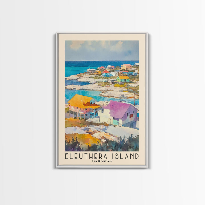 Eleuthera Island, Bahamas Watercolor Print, Vacation Gift, Bahamas Wall Art, Beach Painting, Beach Decor, Large Wall Art, Wood Frame Art