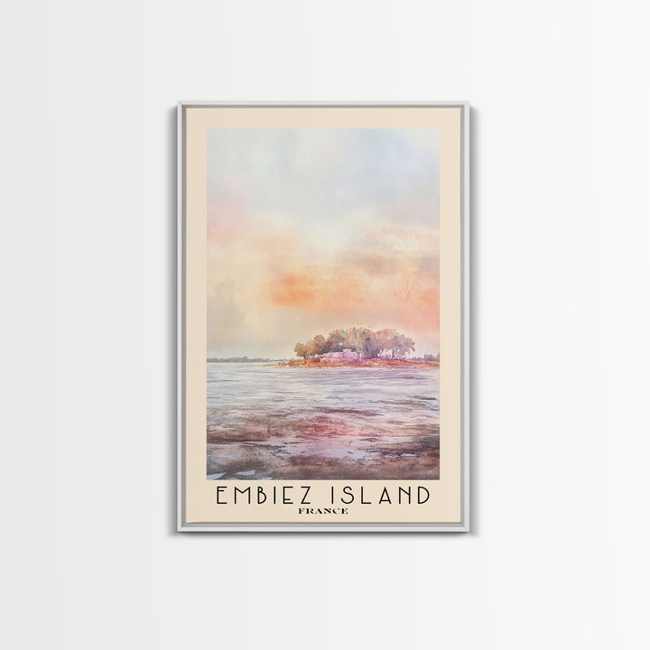 Embiez Island, France Watercolor Beach Print, Vacation Gift, France Wall Art, Framed Canvas Print, Framed Beach Painting