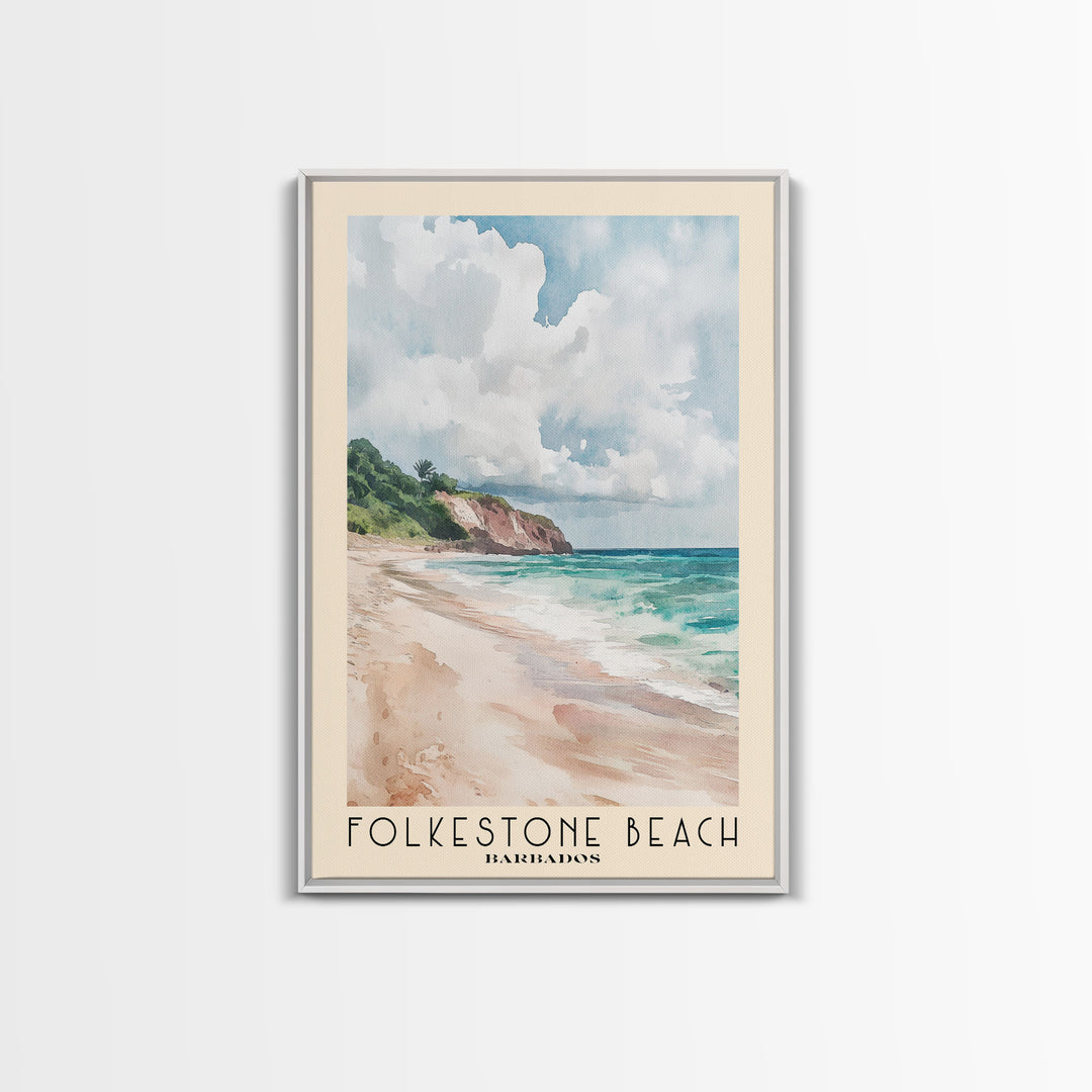 Folkestone Beach, Barbados Watercolor Beach Print, Vacation Gift, Barbados Wall Art, Beach Painting, Beach Decor, Beach Painting