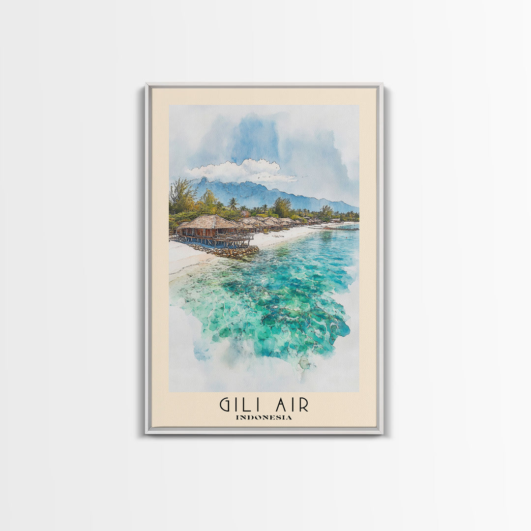 Gili Air, Indonesia Watercolor Print, Vacation Gift, Indonesia Wall Art, Vacation Wall Art, Vacatation Memories, Beach Decor, Beach Or Lakehouse Art