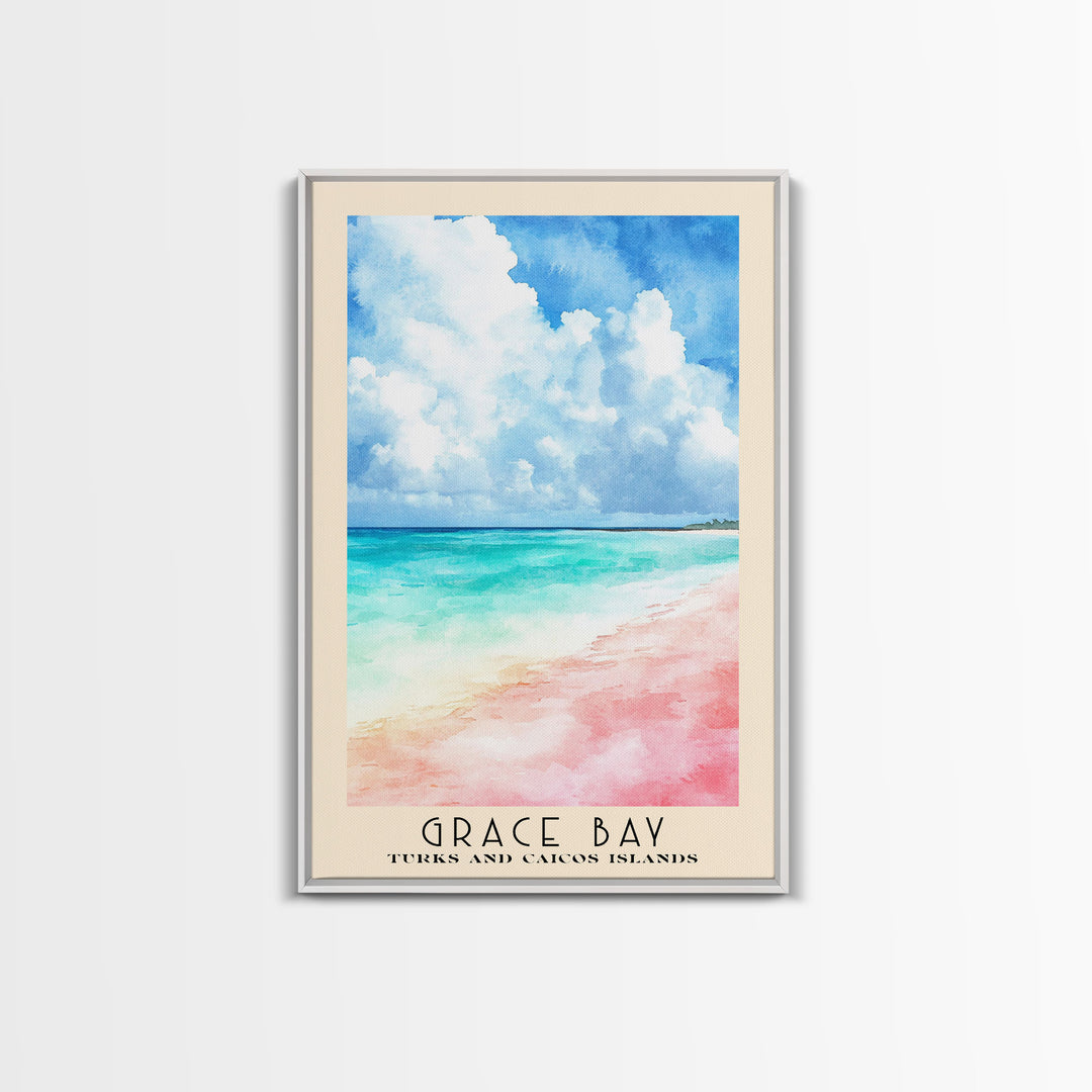 Grace Bay, Turks and Caicos Islands Watercolor Print, Vacation Gift, Turks and Caicos Islands Wall Art, Vacation Wall Art, Vacatation Memories, Beach Decor, Beach Or Lakehouse Art