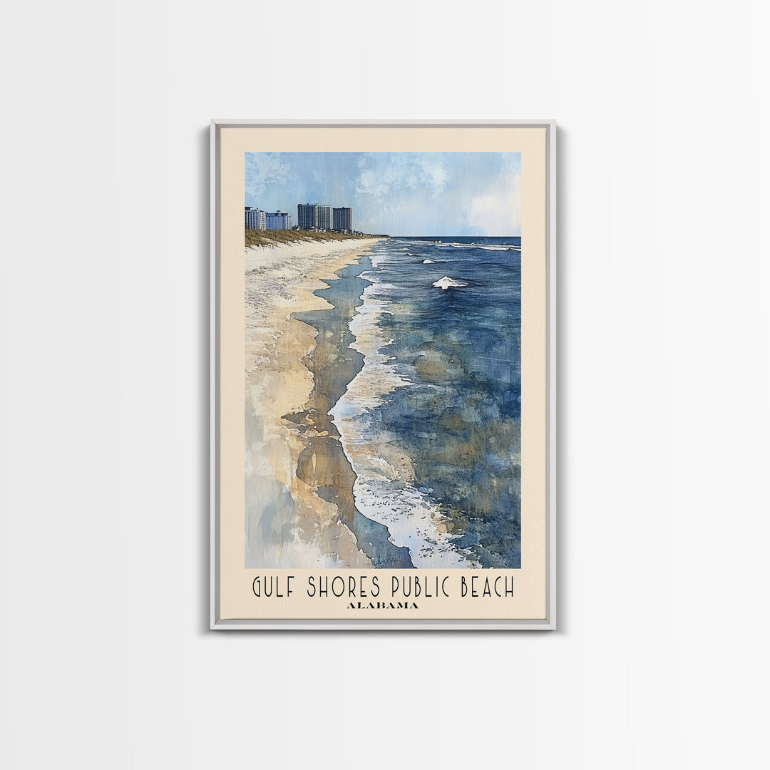 Gulf Shores Public Beach, Alabama Watercolor Print, Vacation Gift, Alabama Wall Art, Beach Painting, Beach Decor, Large Wall Art, Wood Frame Art