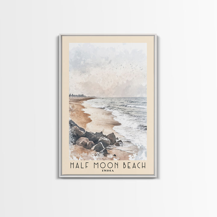 Half Moon Beach, India Watercolor Print, Vacation Gift, India Wall Art, Beach Painting, Beach Decor, Beach Or Lakehouse Art