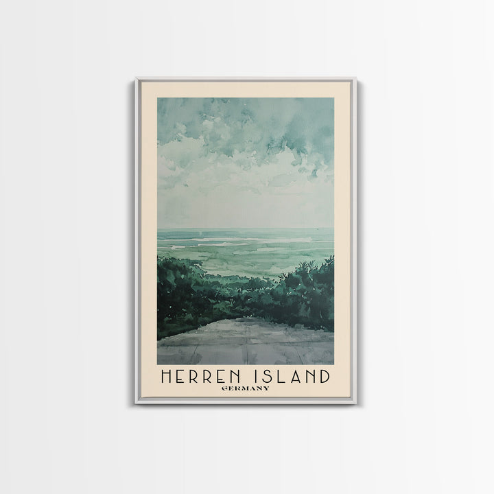 Herren Island, Germany Watercolor Print, Vacation Gift, Germany Wall Art, Beach Painting, Beach Decor, Large Wall Art, Wood Frame Art