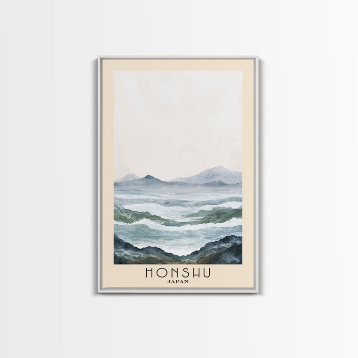 Honshu, Japan Watercolor Print, Vacation Gift, Japan Wall Art, Beach Painting, Beach Decor, Large Wall Art, Wood Frame Art