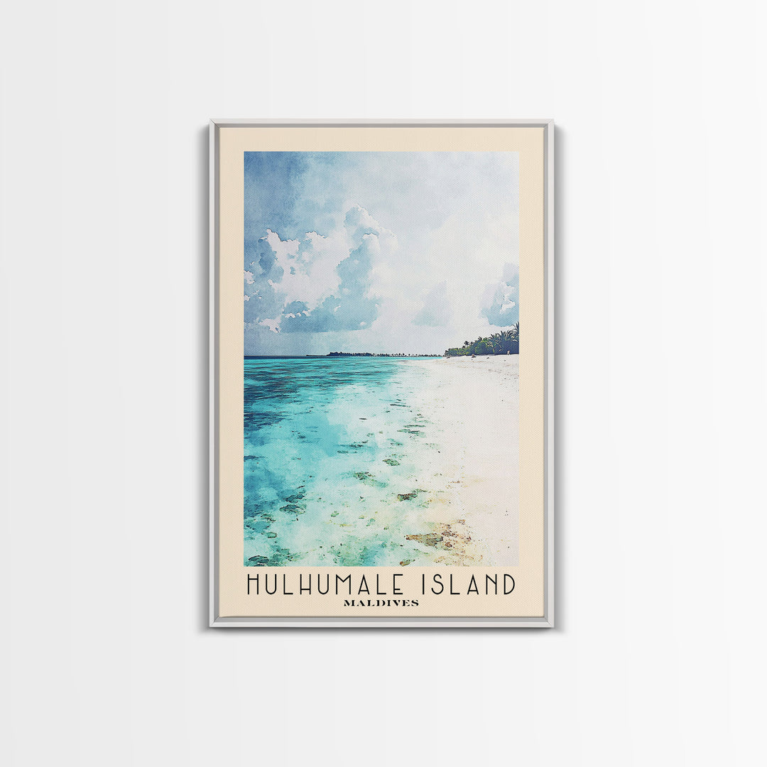 Hulhumale Island, Maldives Watercolor Print, Vacation Gift, Maldives Wall Art, Vacation Wall Art, Vacatation Memories, Beach Decor, Beach Or Lakehouse Art