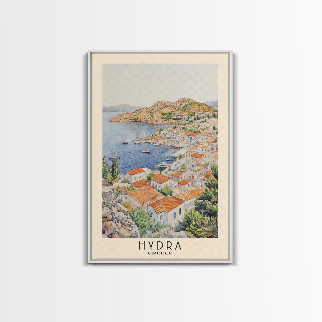 Hydra, Greece Watercolor Print, Vacation Gift, Greece Wall Art, Vacation Wall Art, Vacatation Memories, Beach Decor, Beach Or Lakehouse Art