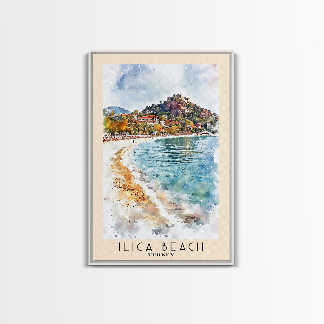 Ilıca Beach, Turkey Watercolor Beach Print, Vacation Gift, Turkey Wall Art, Beach Painting, Beach Decor, Beach Painting