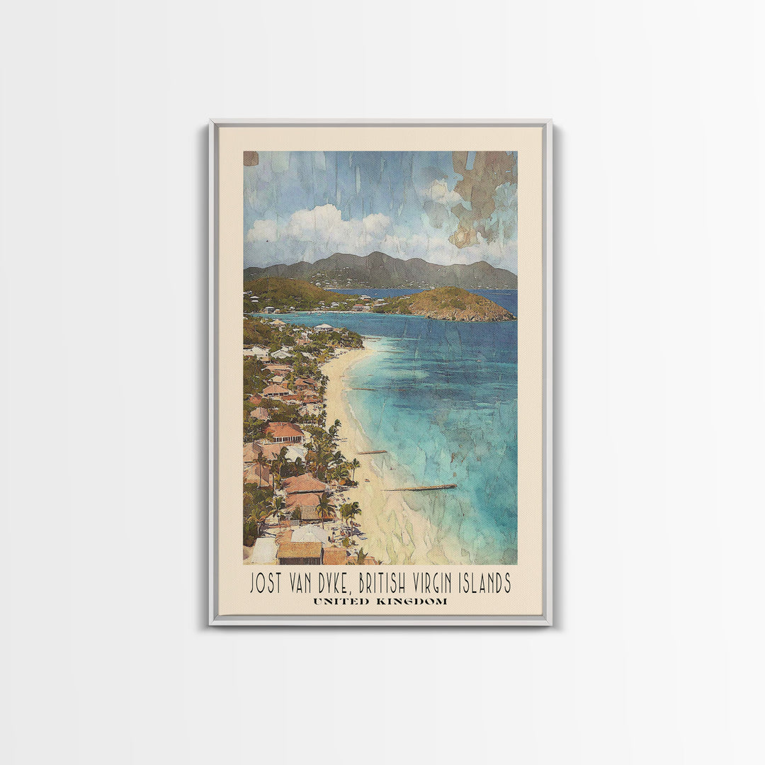 Jost Van Dyke, British Virgin Islands , United Kingdom Watercolor Beach Print, Vacation Gift, United Kingdom Wall Art, Beach Painting, Beach Decor, Beach Painting