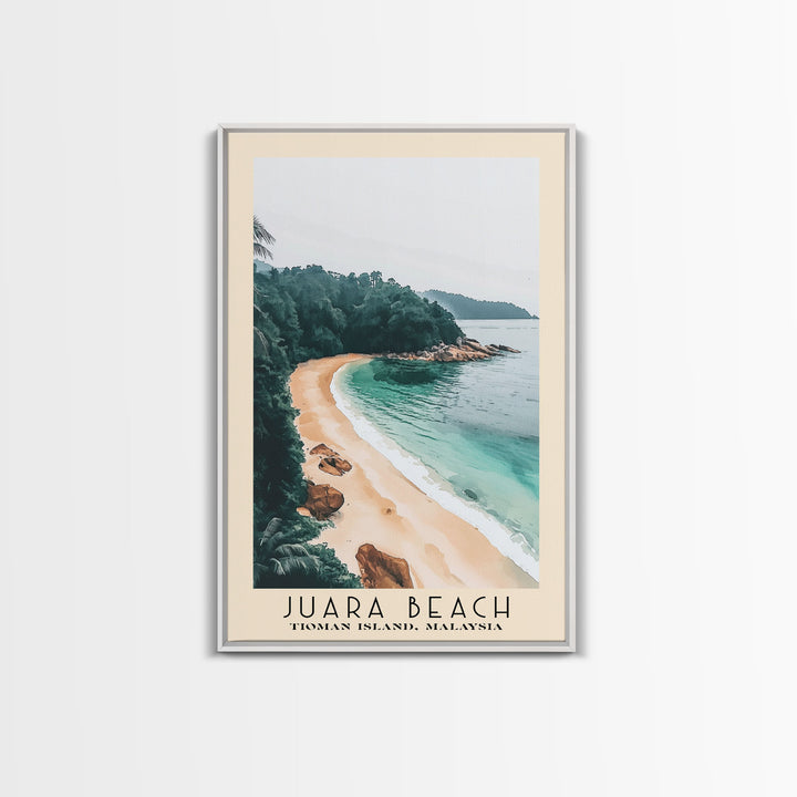 Juara Beach, Tioman Island, Malaysia Watercolor Print, Vacation Gift, Tioman Island, Malaysia Wall Art, Beach Painting, Beach Decor, Large Wall Art, Wood Frame Art