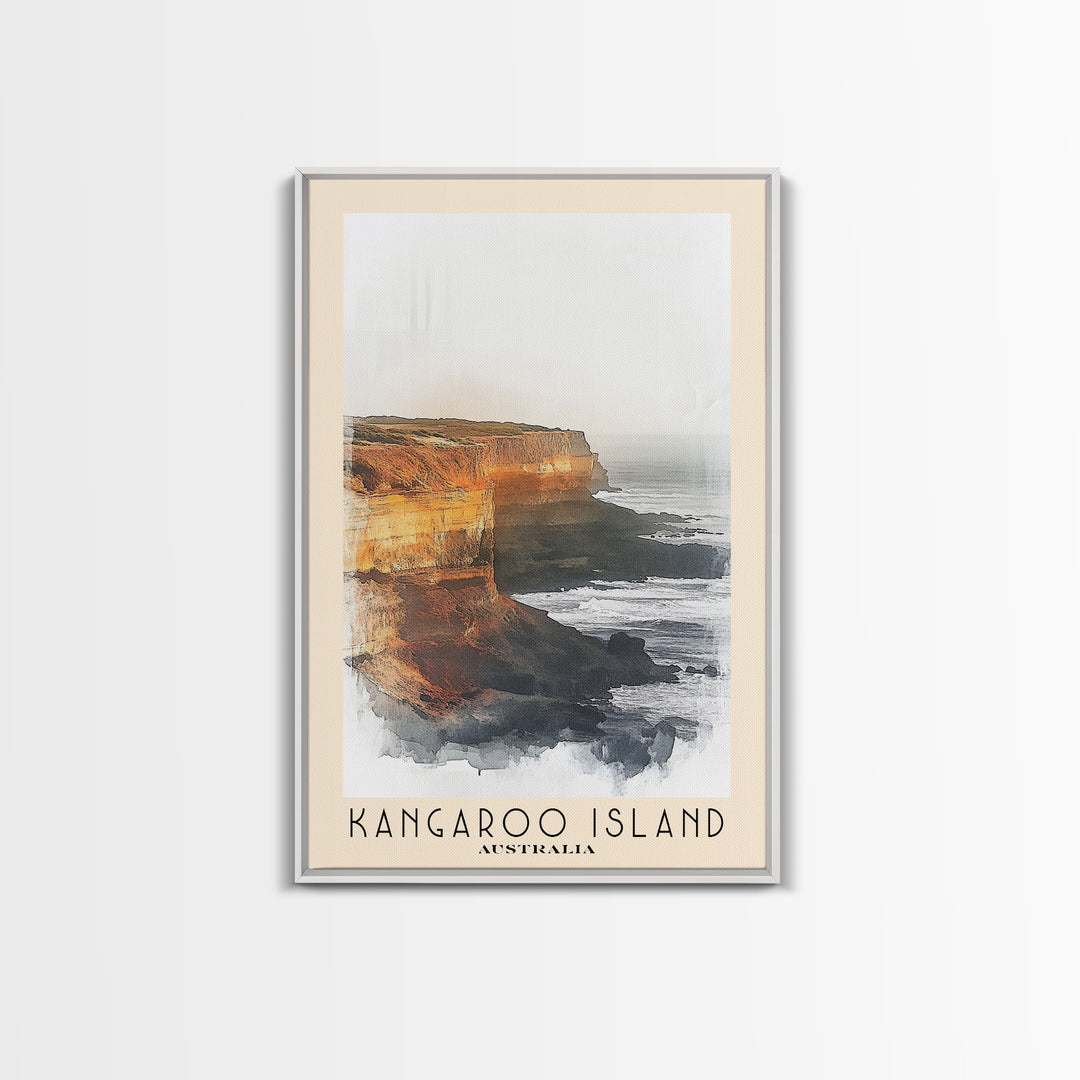 Kangaroo Island, Australia Watercolor Beach Print, Vacation Gift, Australia Wall Art, Framed Canvas Print, Framed Beach Painting