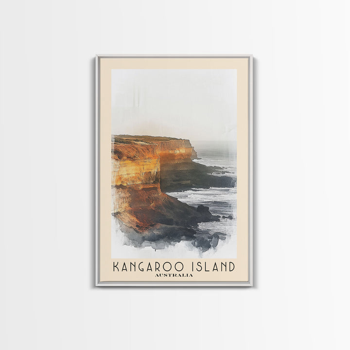 Kangaroo Island, Australia Watercolor Beach Print, Vacation Gift, Australia Wall Art, Framed Canvas Print, Framed Beach Painting