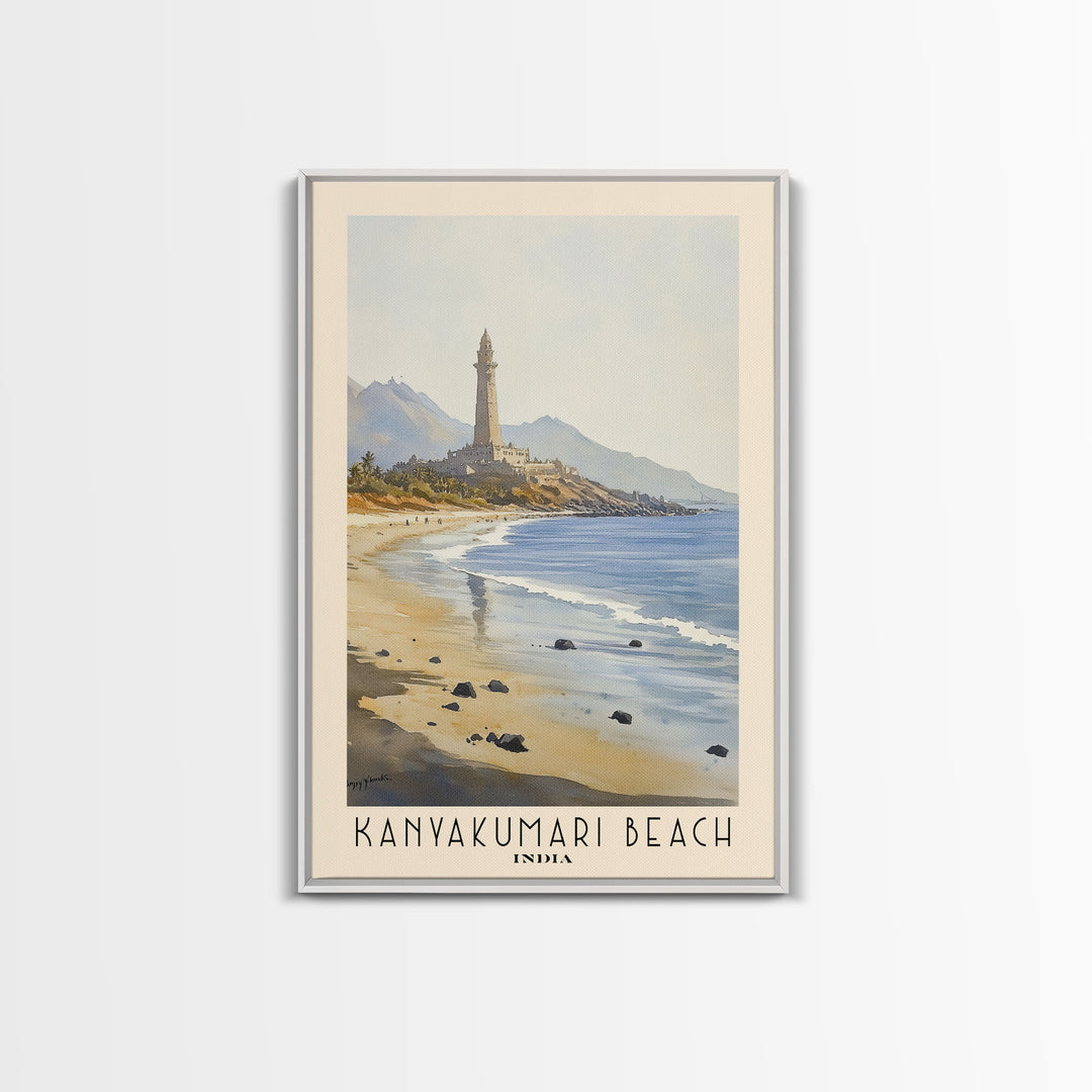 Kanyakumari Beach, India Watercolor Print, Vacation Gift, India Wall Art, Vacation Wall Art, Vacatation Memories, Beach Decor, Beach Or Lakehouse Art