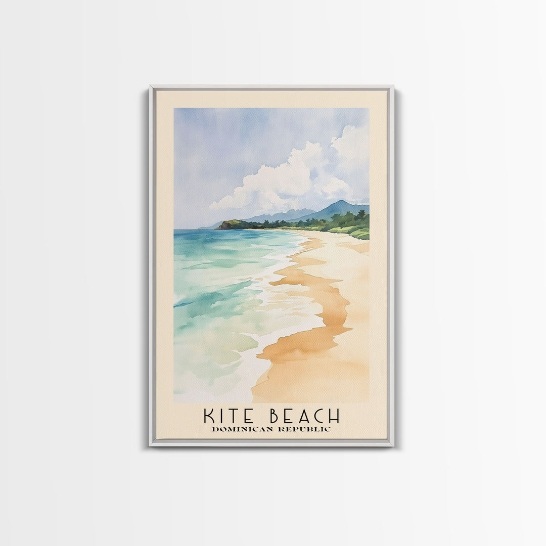 Kite Beach, Dominican Republic Watercolor Beach Print, Vacation Gift, Dominican Republic Wall Art, Framed Canvas Print, Framed Beach Painting