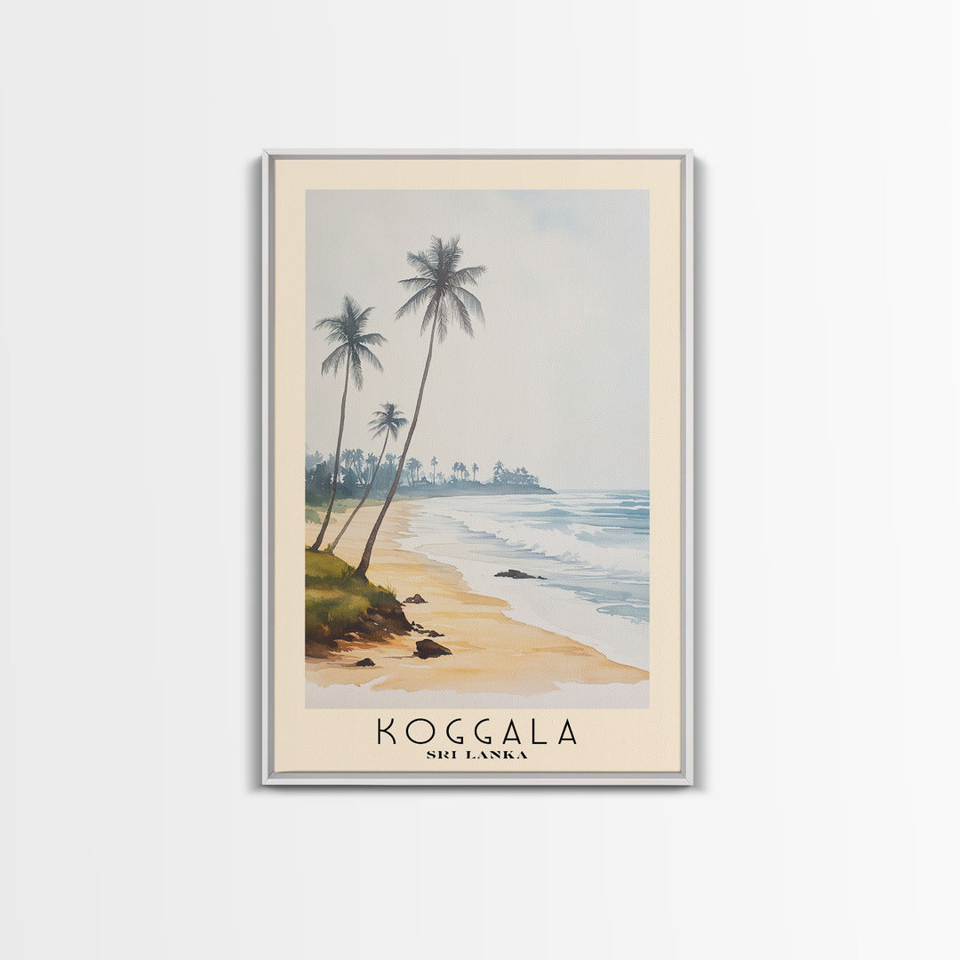 Koggala, Sri Lanka Watercolor Beach Print, Vacation Gift, Sri Lanka Wall Art, Framed Canvas Print, Framed Beach Painting